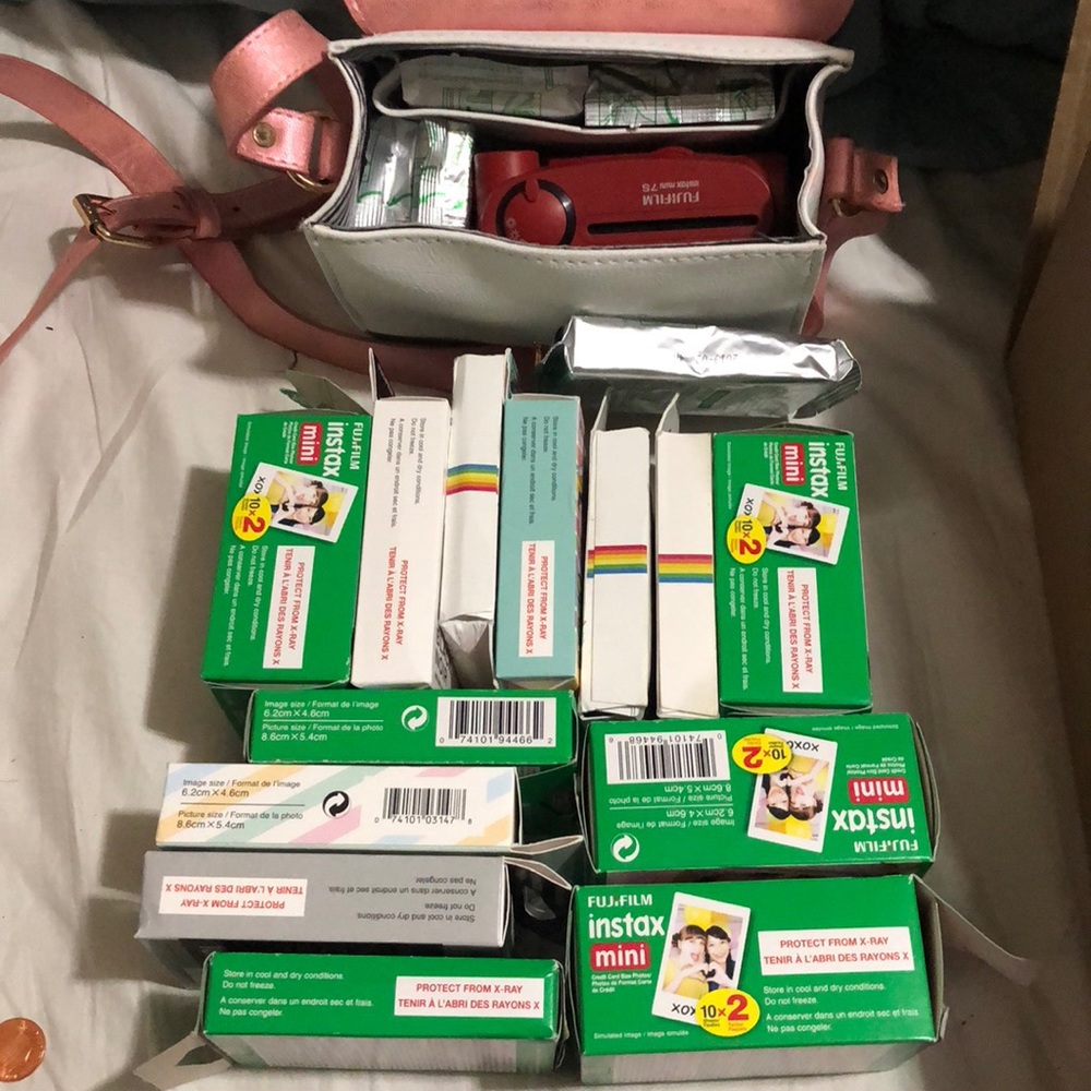 Instax camera with bag and over 250 film